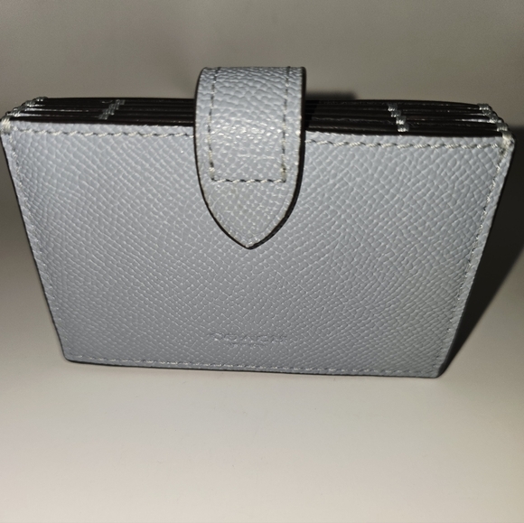 Coach Accordion Card Holder Leather Wallet | Twilight Blue - Picture 3 of 5